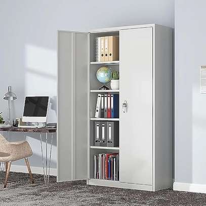 Metal Storage Cabinet–2 Doors with 4 Adjustable Shelves image 1