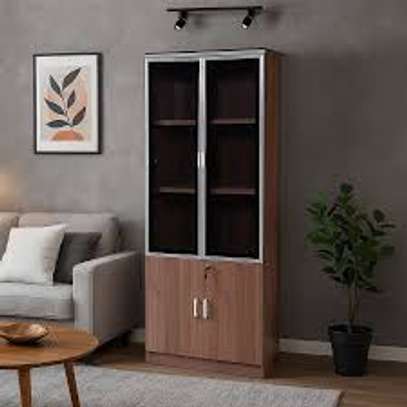 2-Door Wooden-Glass Display Lockable Storage Cabinet image 9