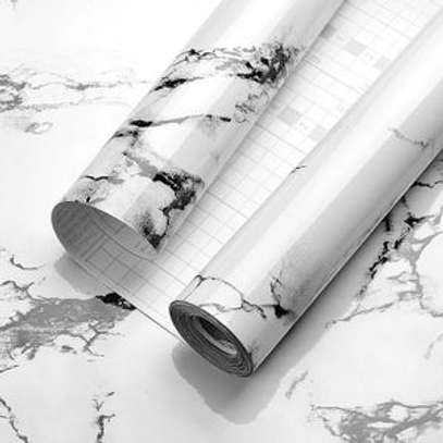 Self Adhesive Marble Contact Paper 2M white image 1