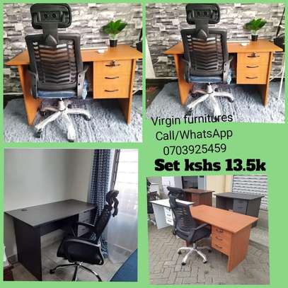 1.2M office Desk+ High back Headrest chair image 1