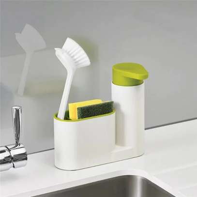 Dish Soap Dispensing Sink Tidy with Sponge Holder image 2