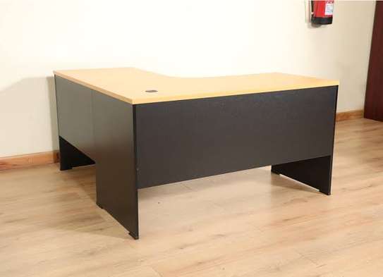 Modern L-Shaped Ergonomic Office Desk White Black Trim image 7