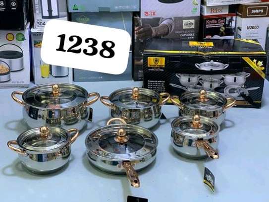 Stainless Steel Cookware Set with Gold Handles image 4