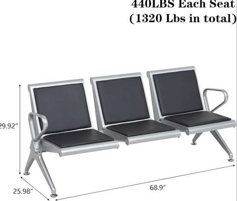 Hard Pad 3-Link Leather Waiting Bench image 8