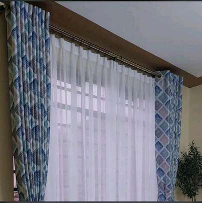 :PLAIN BLUE AND PRINTED CURTAINS image 11