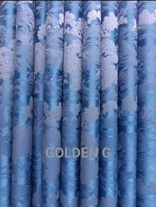 :PLAIN BLUE AND PRINTED CURTAINS image 7