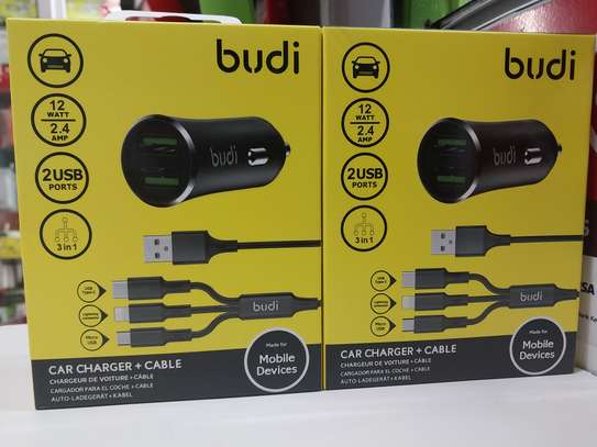 Budi Car Fast Charger with 3 in 1 Cable 12W 2.4Amp image 3
