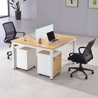 2 Person Wooden Metal Framed Workstation image 5