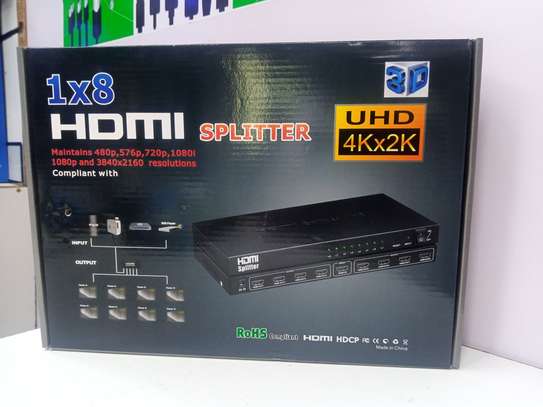 4K 1x8 HDMI Splitter One in Eight Out Powered 8way image 1