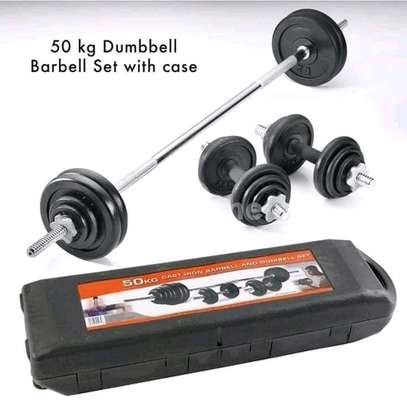 50Kg set dumbbells with barbell image 2