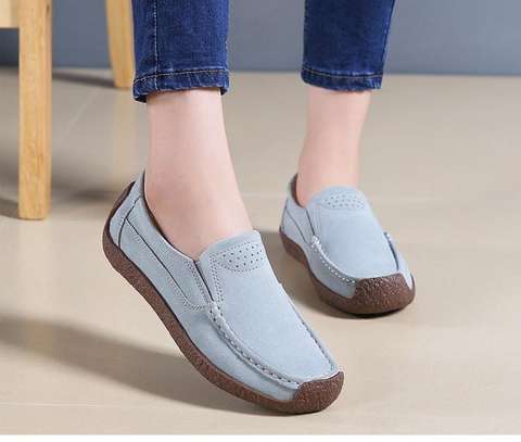 Grey Loafers flats shoes Woman folding Moccasins Women Flats image 1