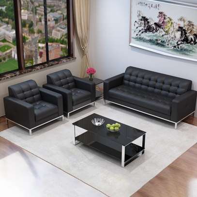 Modern Leather Sofa for Office, Lobby, and Reception image 4