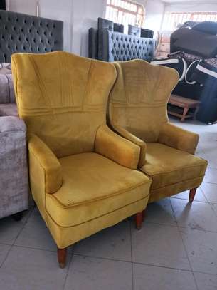 Modern yellow one seater wingback chair image 3