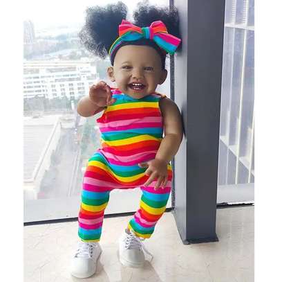60cm Silicone Reborn Doll Soft Rainbow Jumpsuit image 6