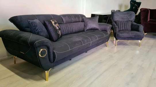 Modern black three seater sofa/single seater sofa image 1