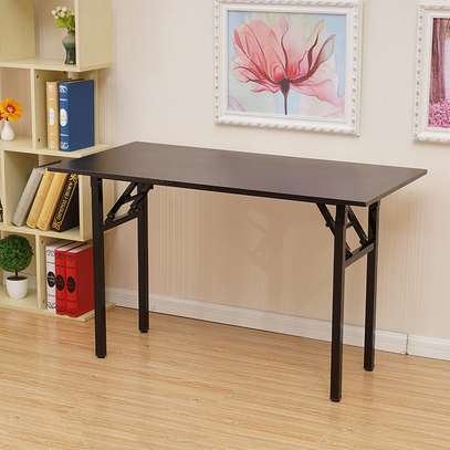 Office table: Foldable black Office Table with metal legs image 1