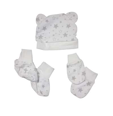 Newborn Baby Cap Mittens & Socks Set image 1