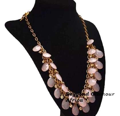 Womens Pink Crystal Necklace and bracelet image 3