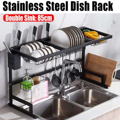 Over the sink dish drainer adjustable dish rack organizer image 3