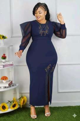 Elegant  Long Dress with Sheer Puffed Sleeves image 2