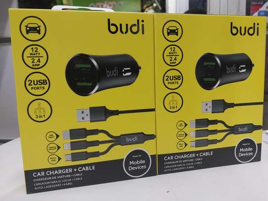 Budi Car Fast Charger with 3 in 1 Cable 12W 2.4Amp image 2