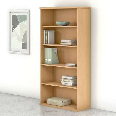Tall Wooden Bookcase with Five Tiers image 3