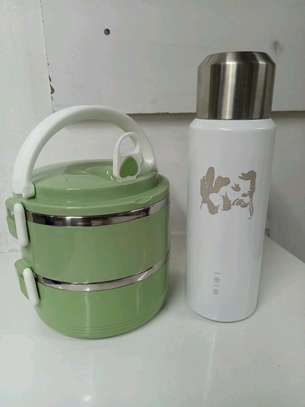 *2 Layer Portable Food-Warmer and 600ml vacuum bottle image 2