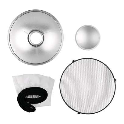 Silver 16cm Beauty Dish with grid and diffuser image 2