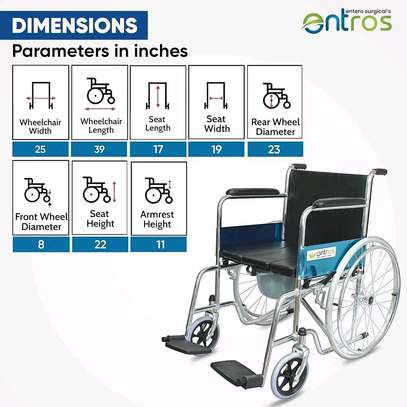 Foldable Commode Wheelchair, U-Cut Commode Cushioned Seat image 5