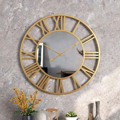 Creative wall clock metal with mirror image 3