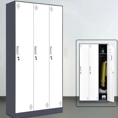 Office Cabinet: Gray 3 Long Doors Office Store Cabinet image 2