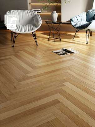 Herringbone Vinyl Flooring Light Wood Tone Durable image 4
