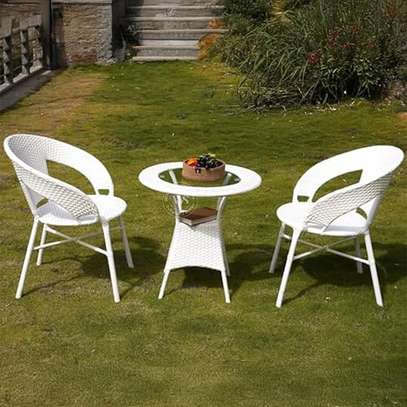 White Outdoor Rattan Dining Set image 5