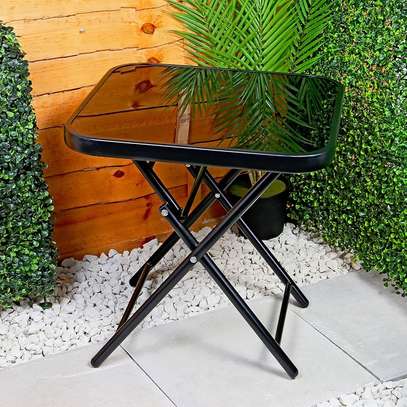 Black Square Glass Foldable and Portable Dining Table image 7