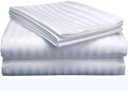 6 Piece White Stripped Bedsheet Sets image 3