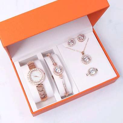 Ladies watch with bracelet, necklace, earrings and ring image 1