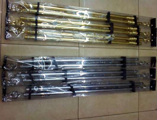 silver 2 meter adjustable curtain rods image 2