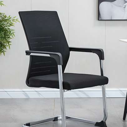 Black Ergonomic Mesh Visitors Waiting Chair image 7