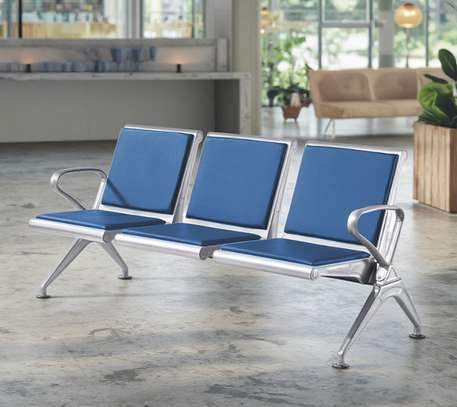 Blue PU Leather Airport Reception Waiting Chair image 2