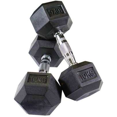 Pair Rubber Coated Hexagon Dumbbell image 4