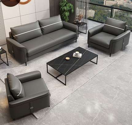 Modern Imported Leather Executive Visitor's Waiting Sofa image 12