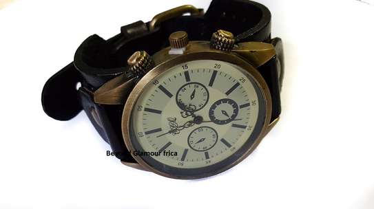 Mens Black Leather watch with wallet combo image 1