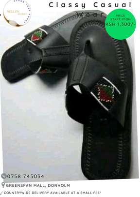 For the lovers of beaded and non beaded men leather sandals image 9