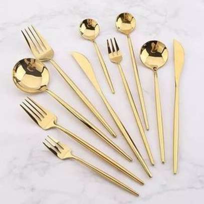 Luxurious Gold Fork Spoon Cutlery Set Of 9pcs image 1