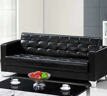 Office Sofa; Black Puffy Upholstery Office Sofa(5 Seater) image 3