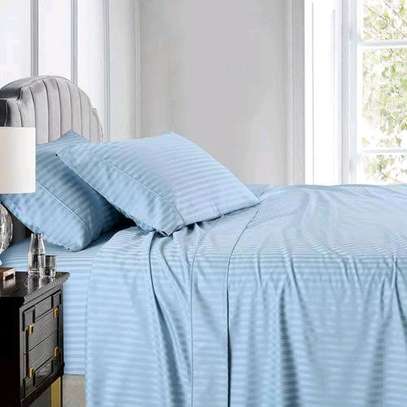 Quality plain striped cotton  bedsheets size 6*6 image 4