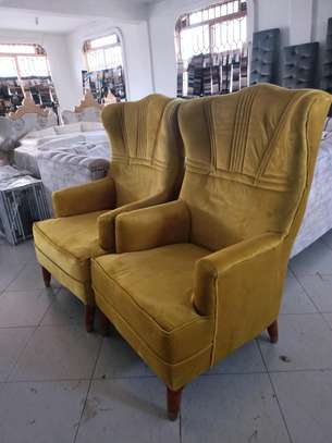 Modern yellow one seater wingback chair image 4