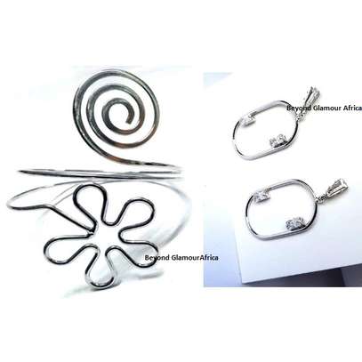 Womens Silver armlet with hoop earrings image 1