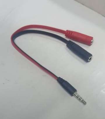3.5 mm to 2x 3.5 mm 2-pin jack adapter cable image 1