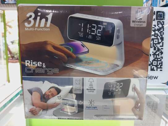 Promate 3-in-1 Multi-Function LED Alarm Clock with 15W charg image 1